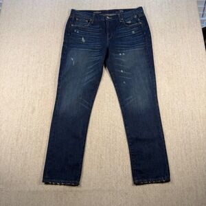 J.Crew Broken In Boyfriend Jeans Women 29 Blue Distressed Dark Wash Denim